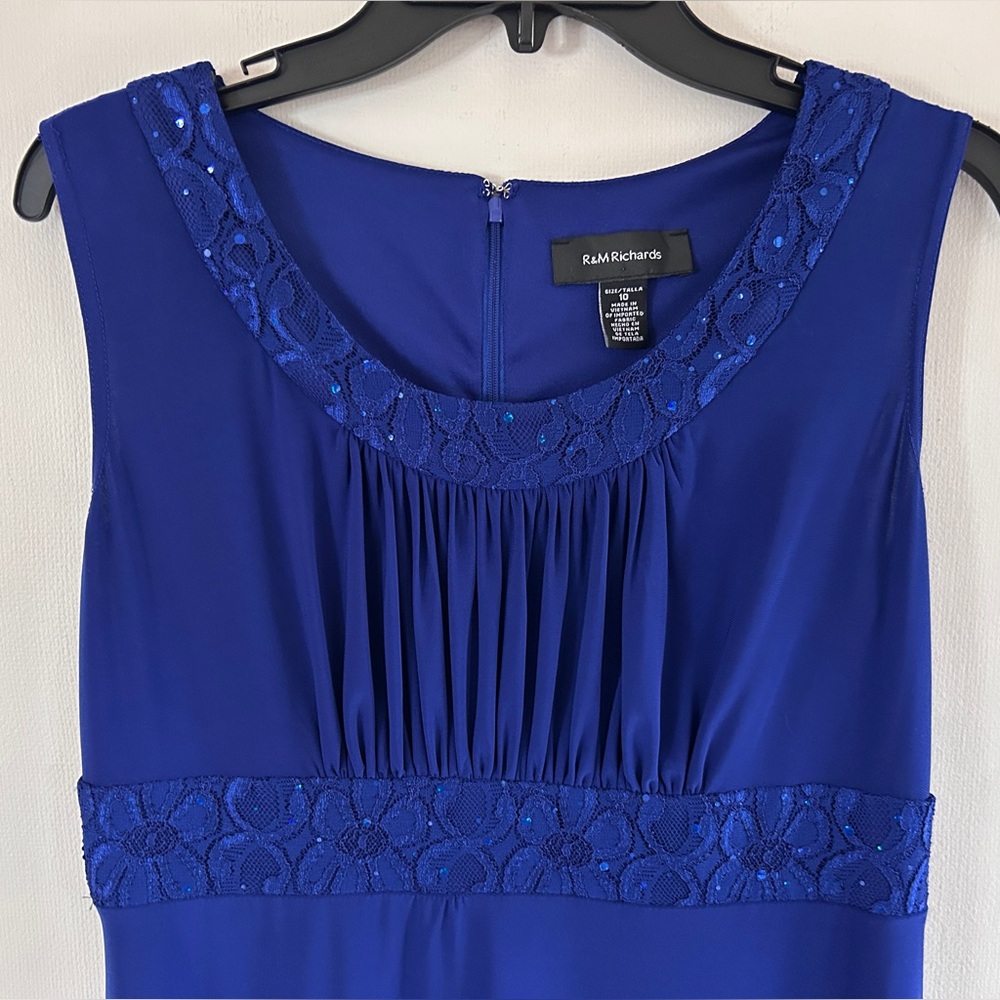 R&M RICHARDS Y2K Babydoll Milkmaid Sequin Lace Formal Cocktail Party Dress Sz 10 - Picture 4 of 12